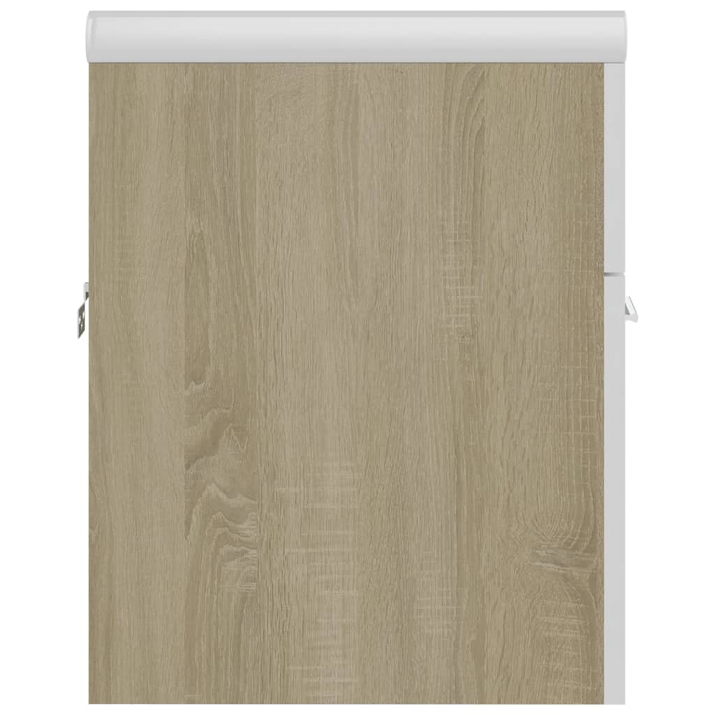 vidaXL Sink Cabinet with Built-in Basin White and Sonoma Oak Engineered Wood