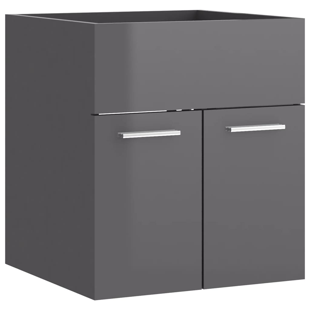 vidaXL Sink Cabinet with Built-in Basin High Gloss Grey Engineered Wood