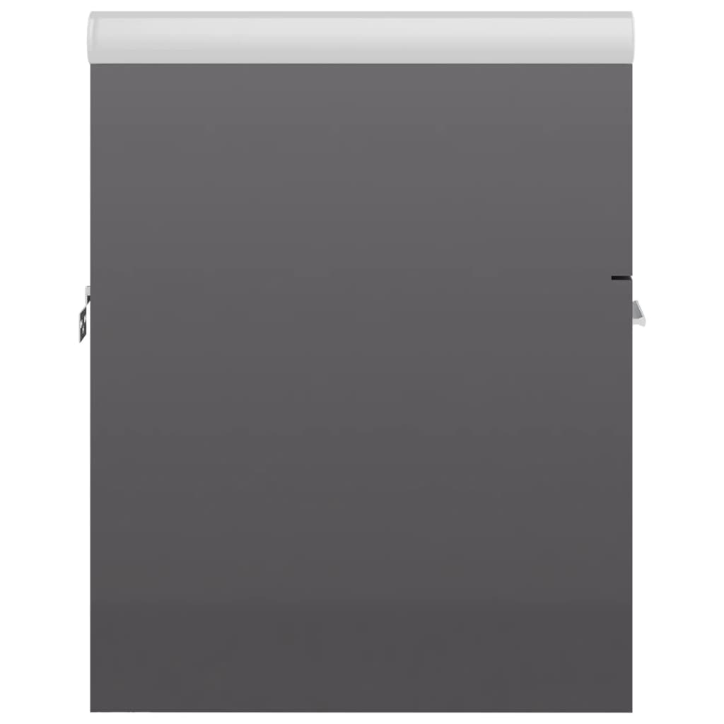 vidaXL Sink Cabinet with Built-in Basin High Gloss Grey Engineered Wood