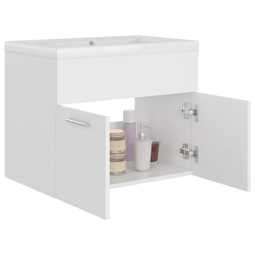 vidaXL Sink Cabinet with Built-in Basin White Engineered Wood