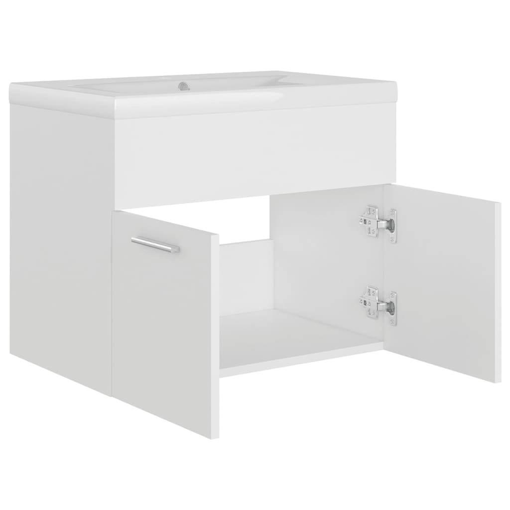 vidaXL Sink Cabinet with Built-in Basin White Engineered Wood