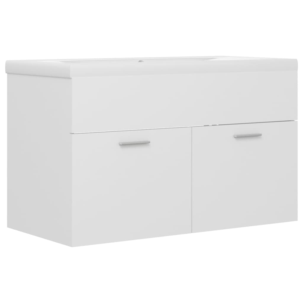 vidaXL Sink Cabinet with Built-in Basin White Engineered Wood