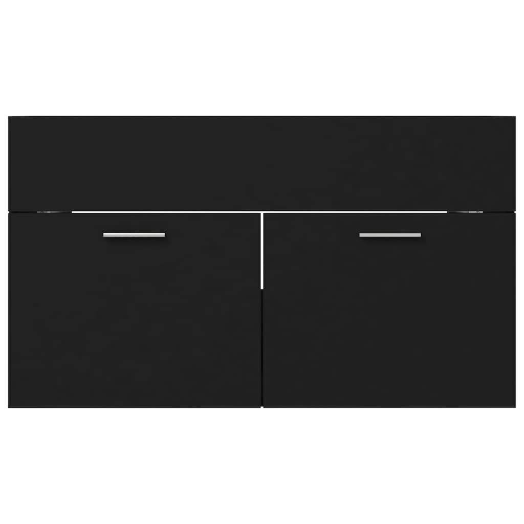 vidaXL Sink Cabinet with Built-in Basin Black Engineered Wood