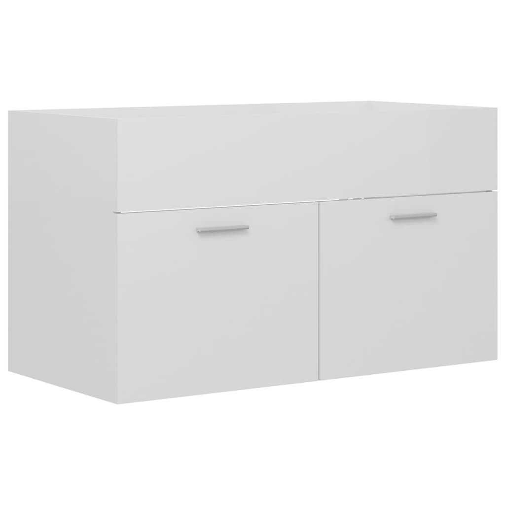 vidaXL Sink Cabinet with Built-in Basin High Gloss White Engineered Wood