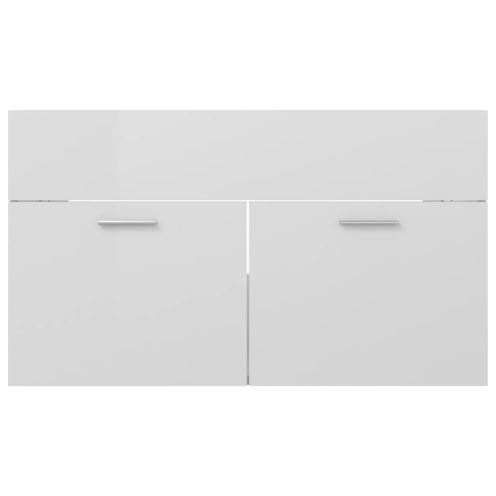 vidaXL Sink Cabinet with Built-in Basin High Gloss White Engineered Wood