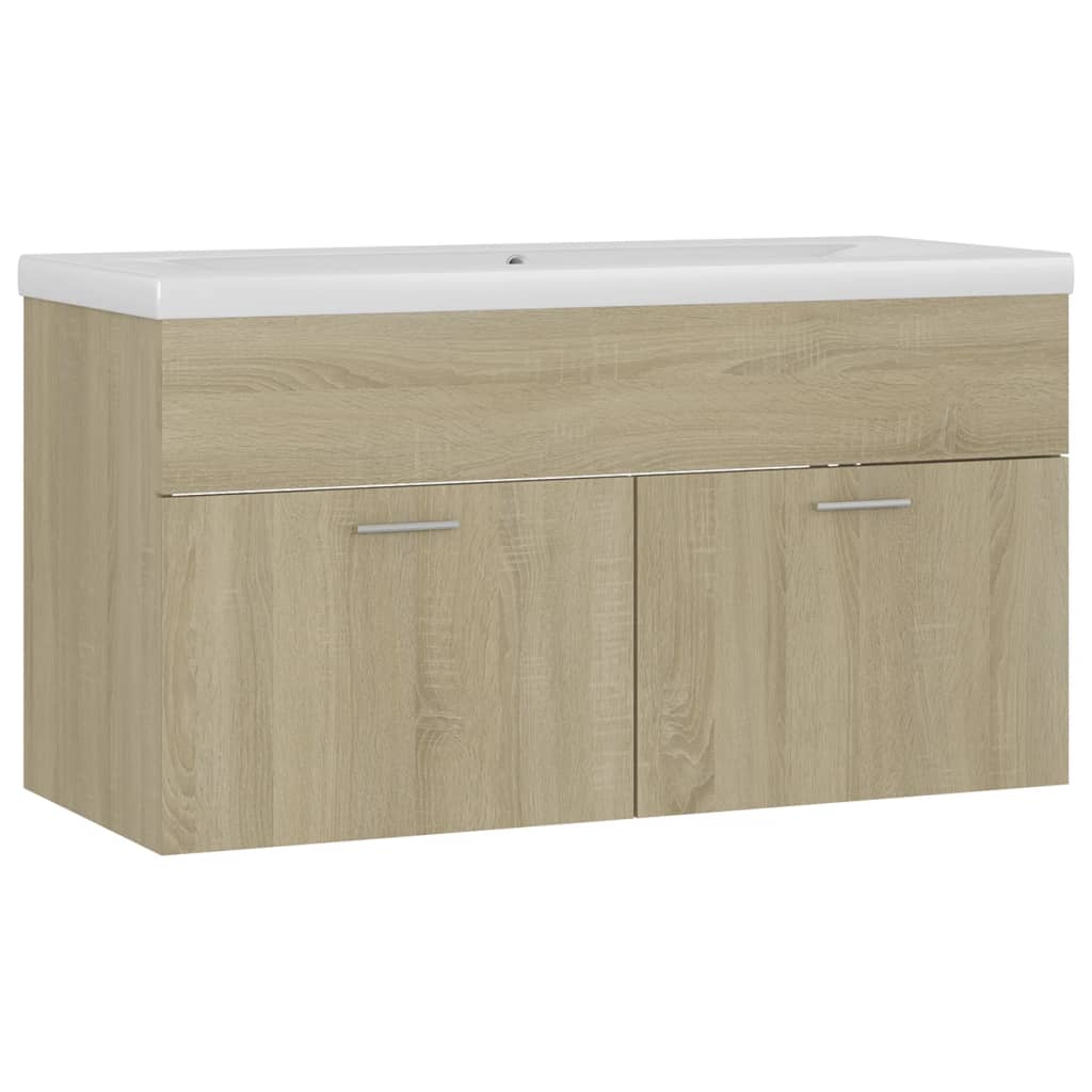 vidaXL Sink Cabinet with Built-in Basin Sonoma Oak Engineered Wood