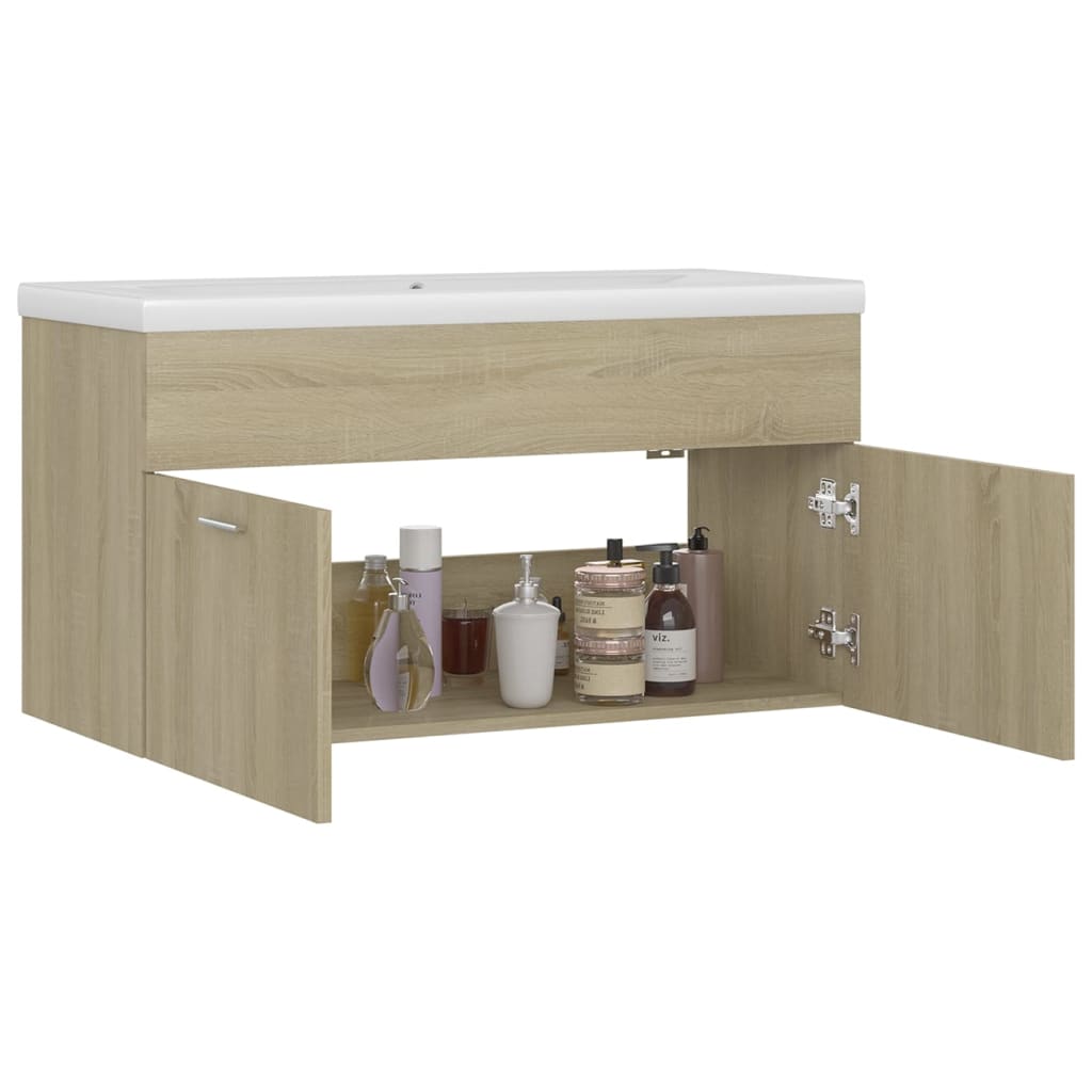 vidaXL Sink Cabinet with Built-in Basin Sonoma Oak Engineered Wood