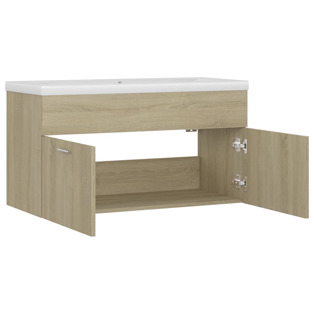 vidaXL Sink Cabinet with Built-in Basin Sonoma Oak Engineered Wood