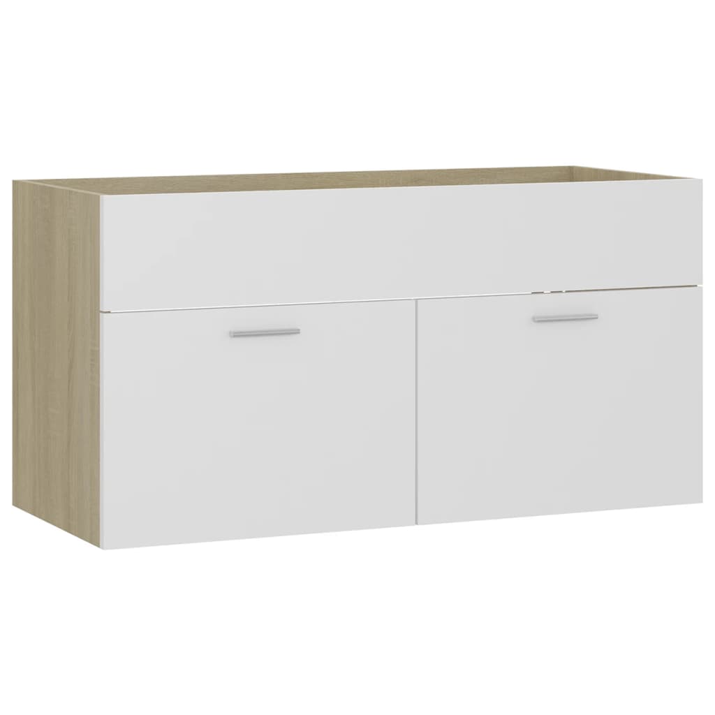 vidaXL Sink Cabinet with Built-in Basin White and Sonoma Oak Engineered Wood