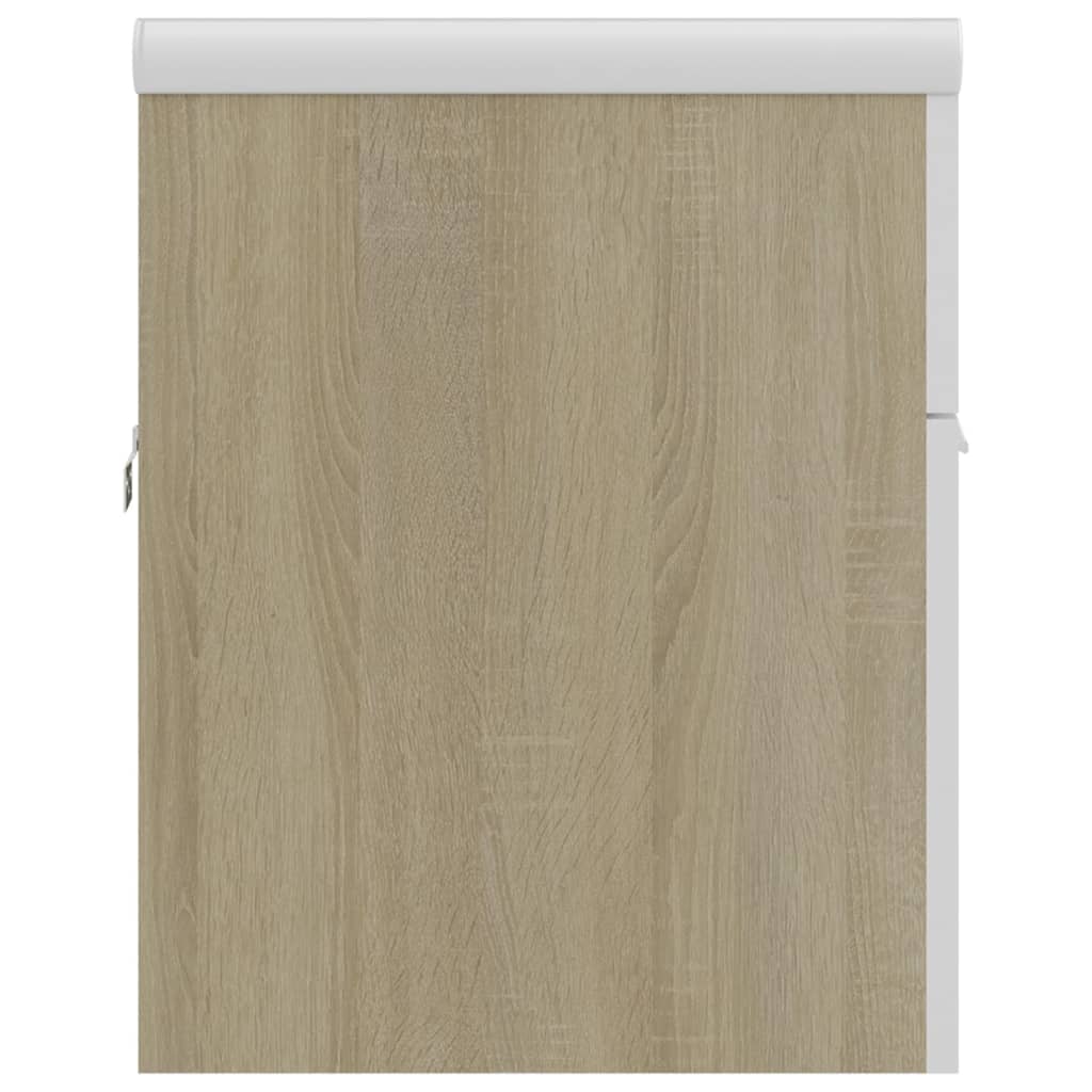 vidaXL Sink Cabinet with Built-in Basin White and Sonoma Oak Engineered Wood