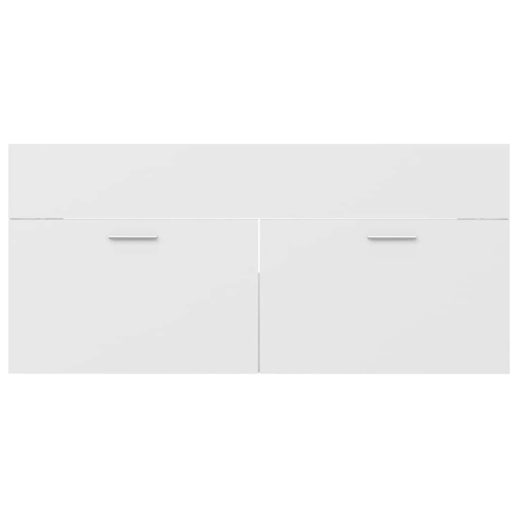 Sink Cabinet with Built-in Basin White Engineered Wood