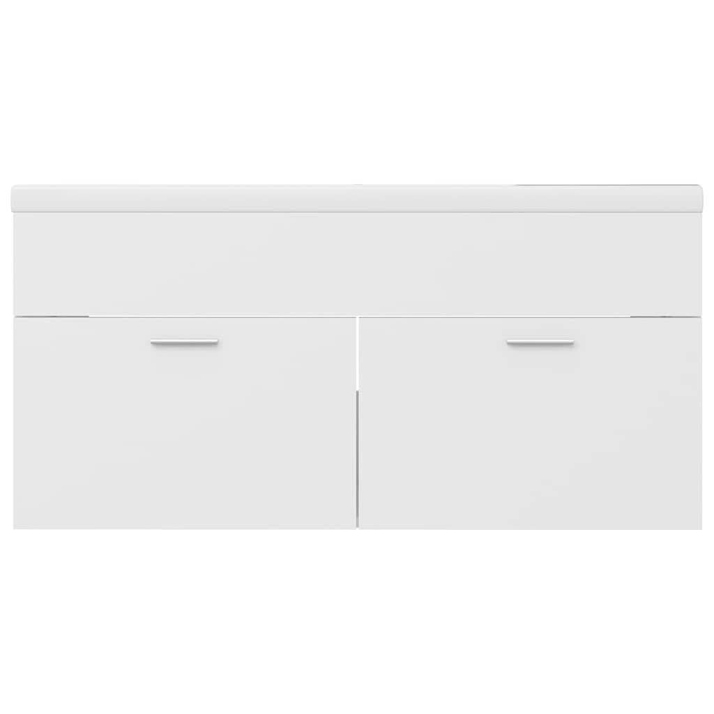 Sink Cabinet with Built-in Basin White Engineered Wood