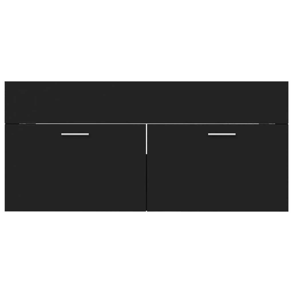 vidaXL Sink Cabinet with Built-in Basin Black Engineered Wood