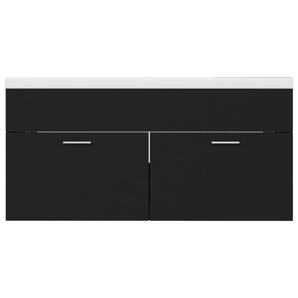 vidaXL Sink Cabinet with Built-in Basin Black Engineered Wood