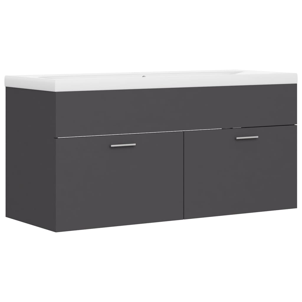 vidaXL Sink Cabinet with Built-in Basin Grey Engineered Wood