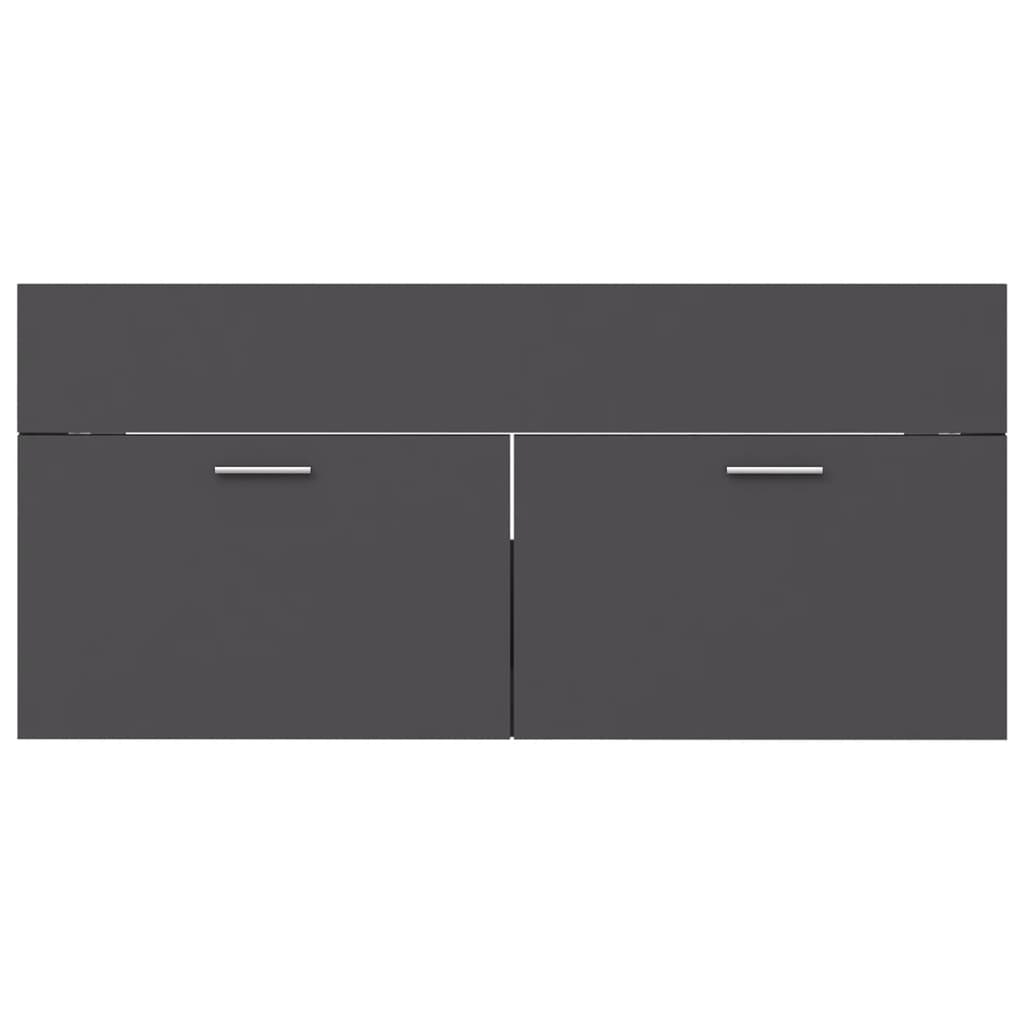 vidaXL Sink Cabinet with Built-in Basin Grey Engineered Wood