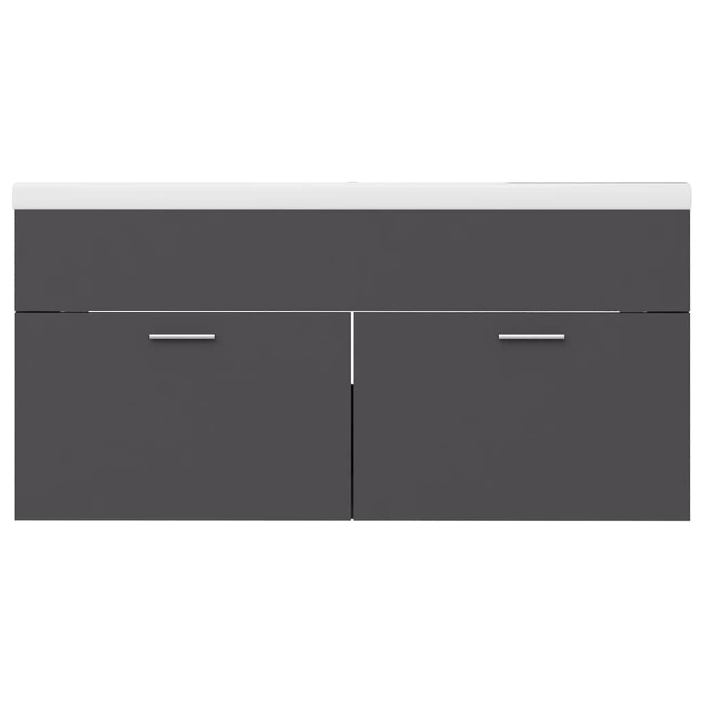 vidaXL Sink Cabinet with Built-in Basin Grey Engineered Wood