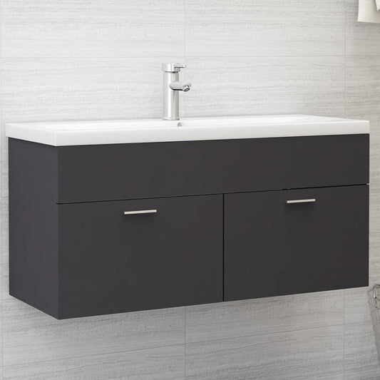 vidaXL Sink Cabinet with Built-in Basin Grey Engineered Wood