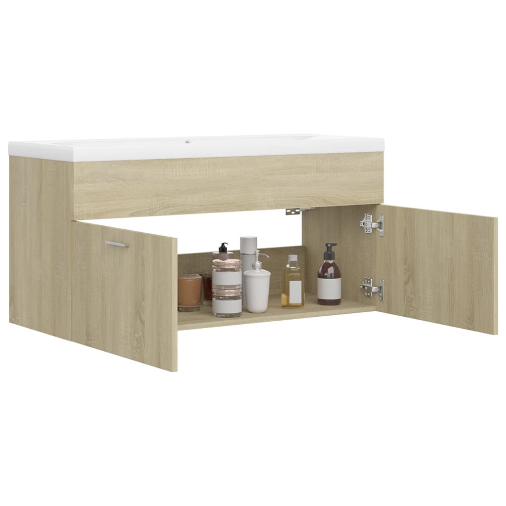 vidaXL Sink Cabinet with Built-in Basin Sonoma Oak Engineered Wood