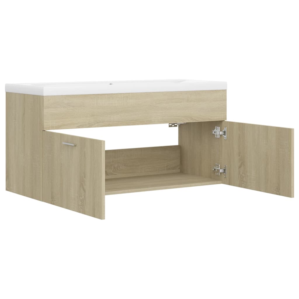 vidaXL Sink Cabinet with Built-in Basin Sonoma Oak Engineered Wood