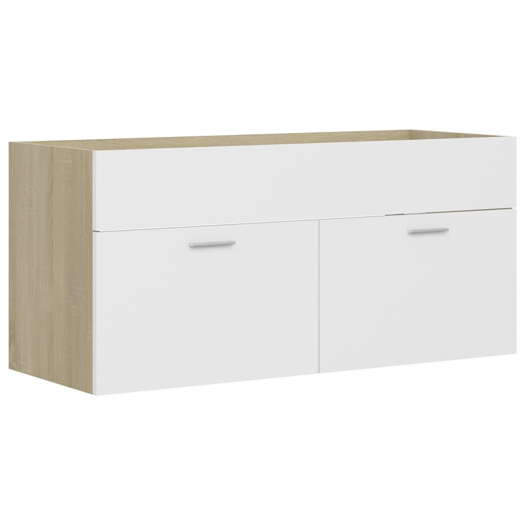 vidaXL Sink Cabinet with Built-in Basin White and Sonoma Oak Engineered Wood