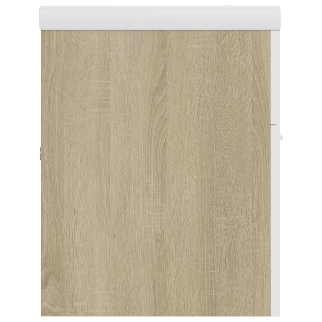 vidaXL Sink Cabinet with Built-in Basin White and Sonoma Oak Engineered Wood