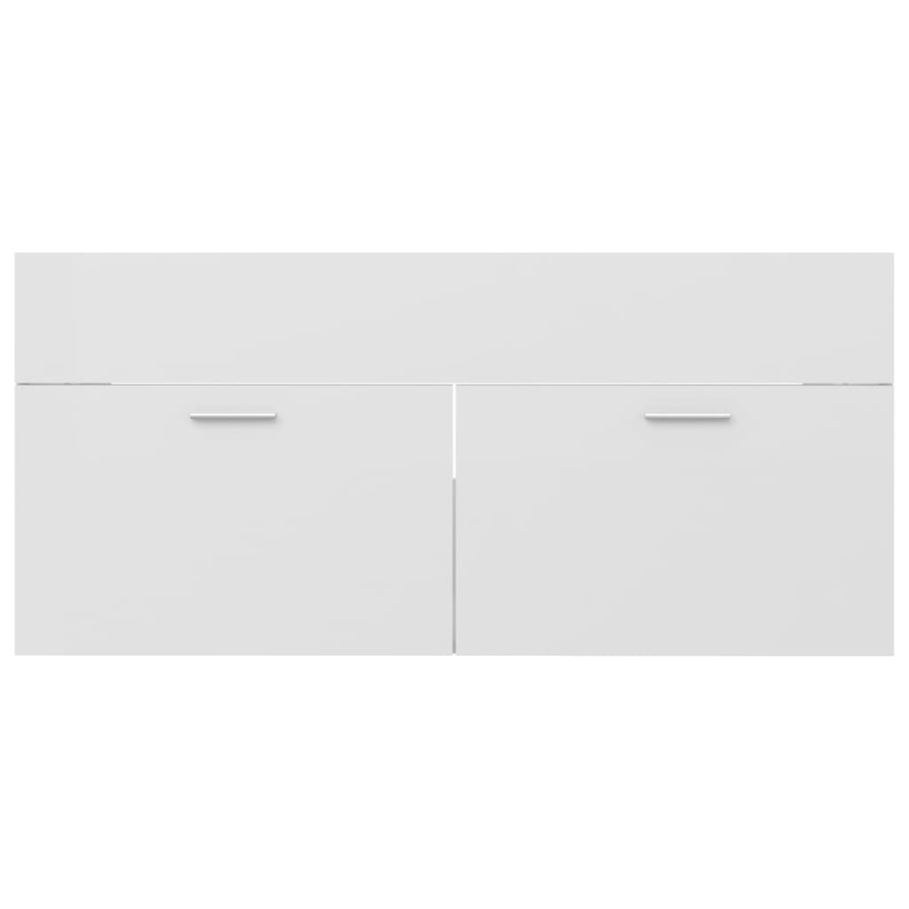 vidaXL Sink Cabinet with Built-in Basin High Gloss White Engineered Wood