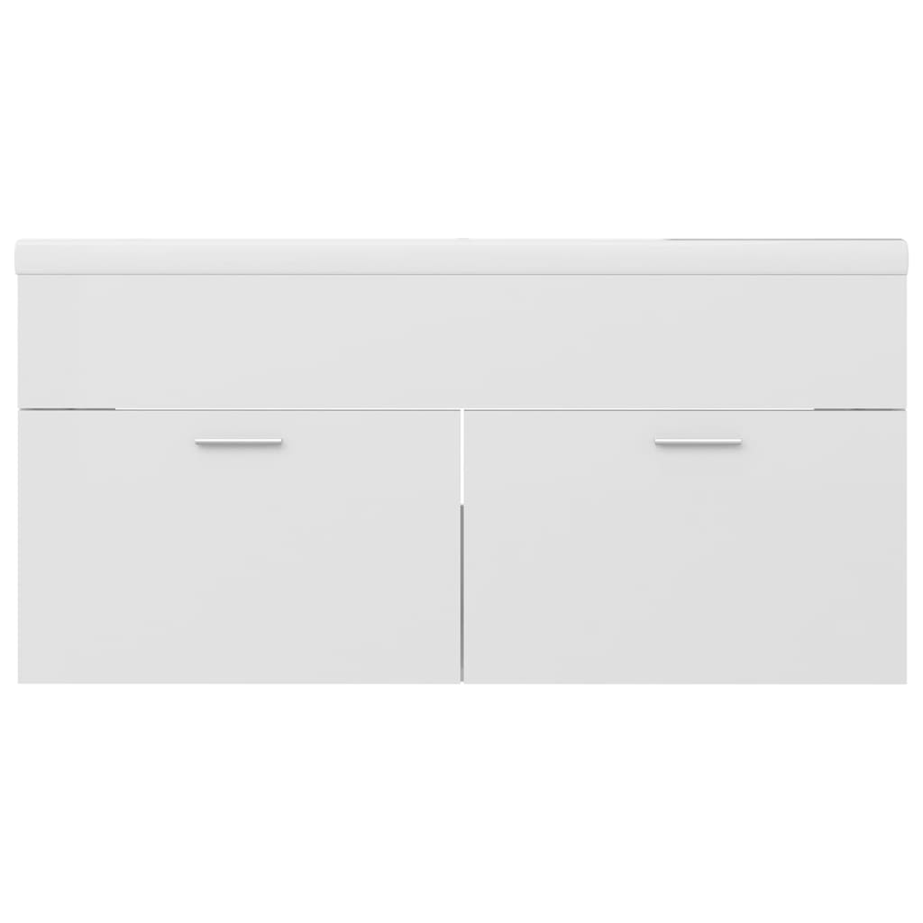 vidaXL Sink Cabinet with Built-in Basin High Gloss White Engineered Wood