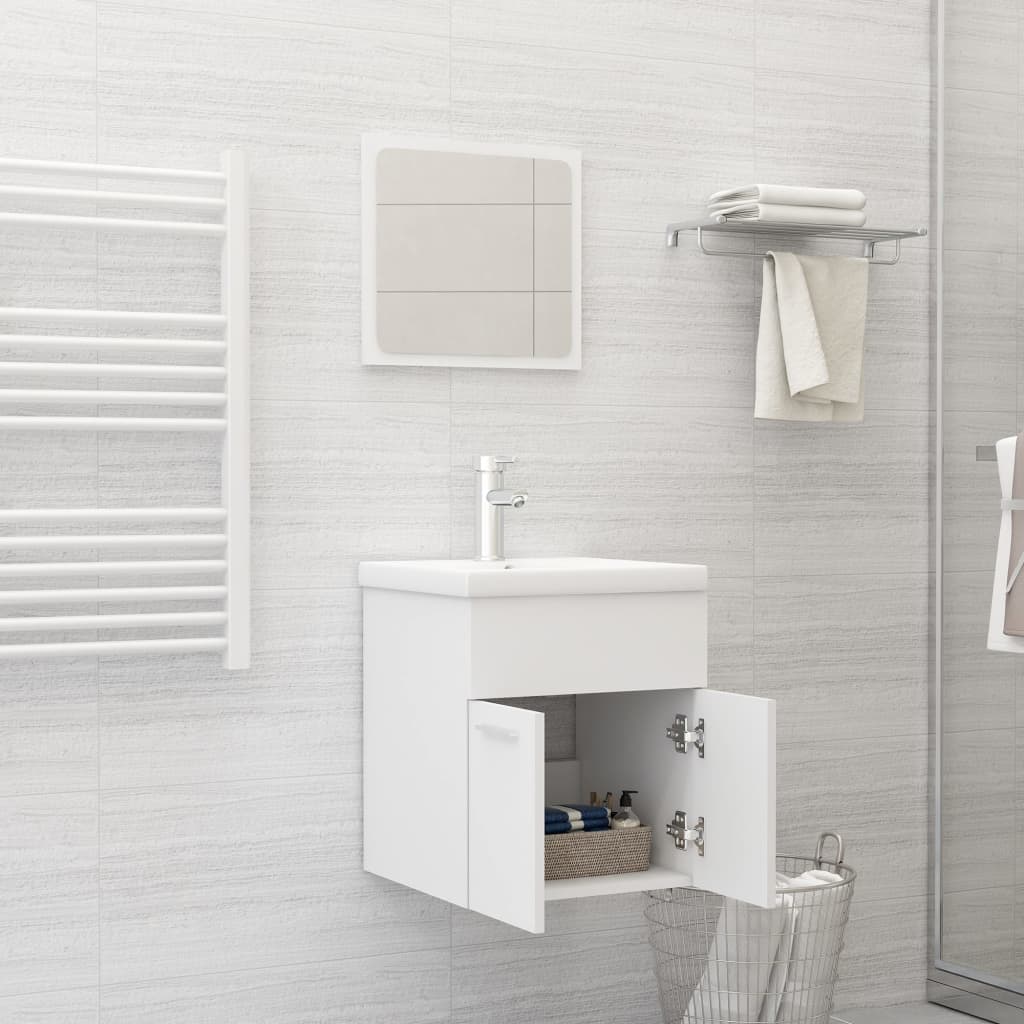 vidaXL Bathroom Furniture Set White Engineered Wood