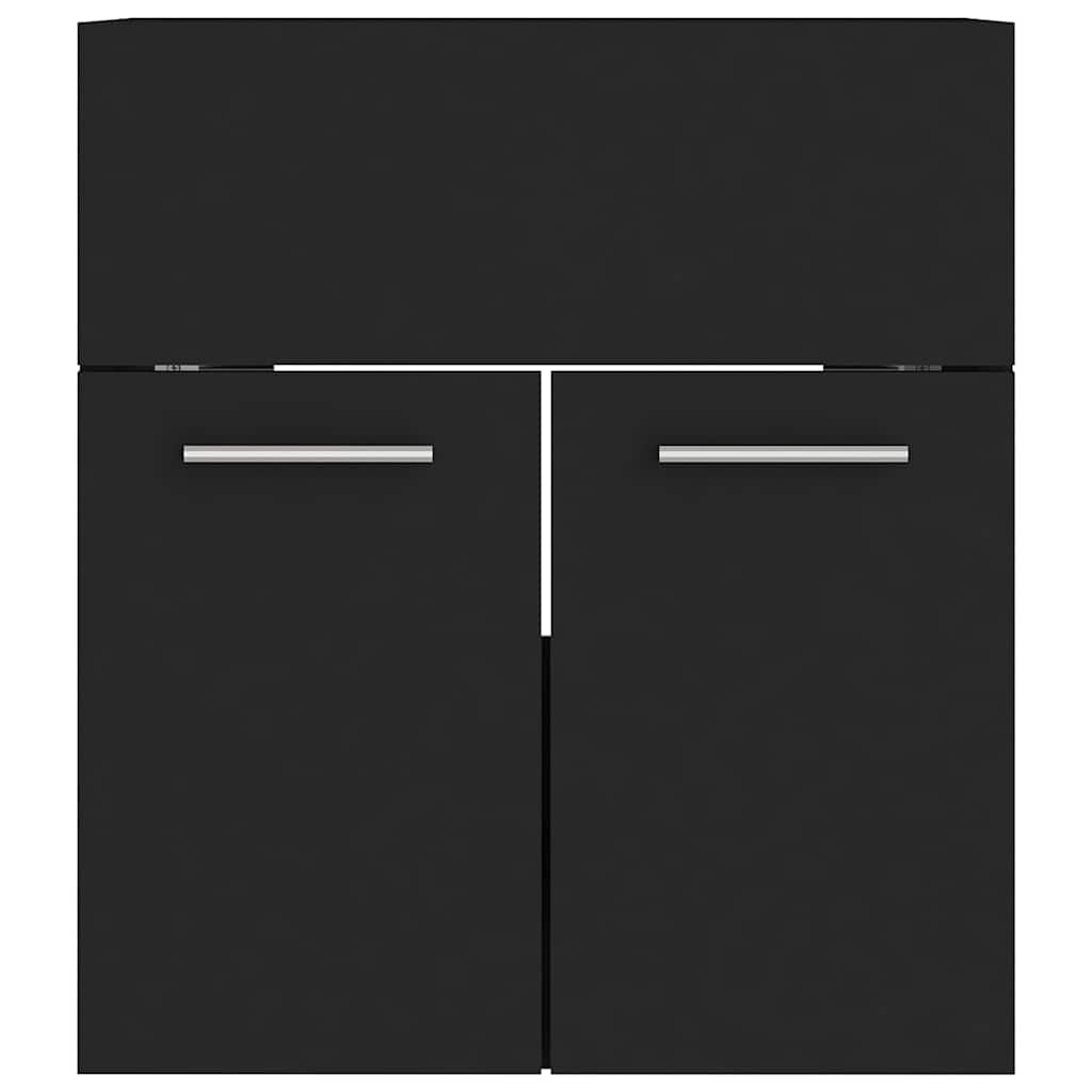 Bathroom Furniture Set Black Engineered Wood