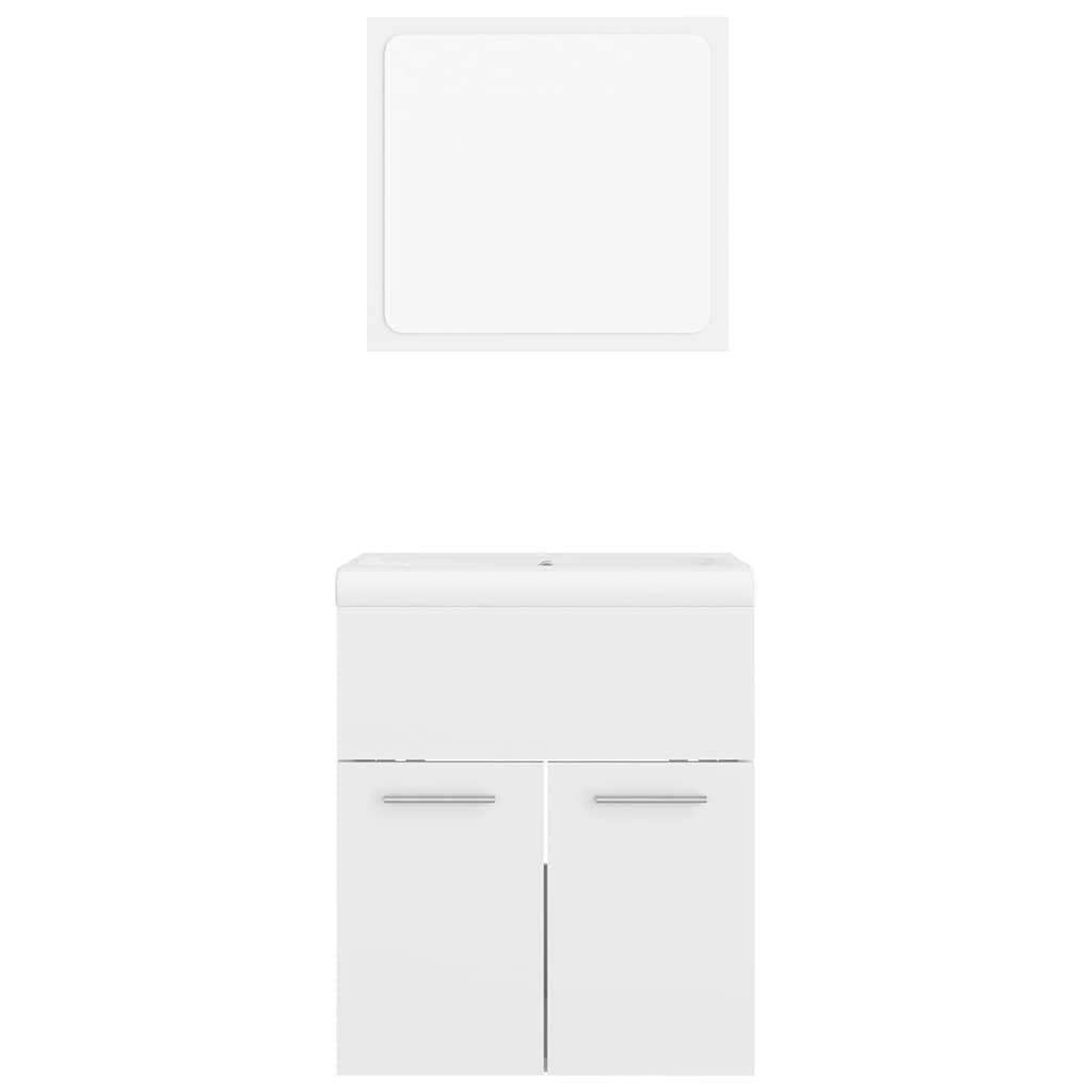 Bathroom Furniture Set High Gloss White Engineered Wood