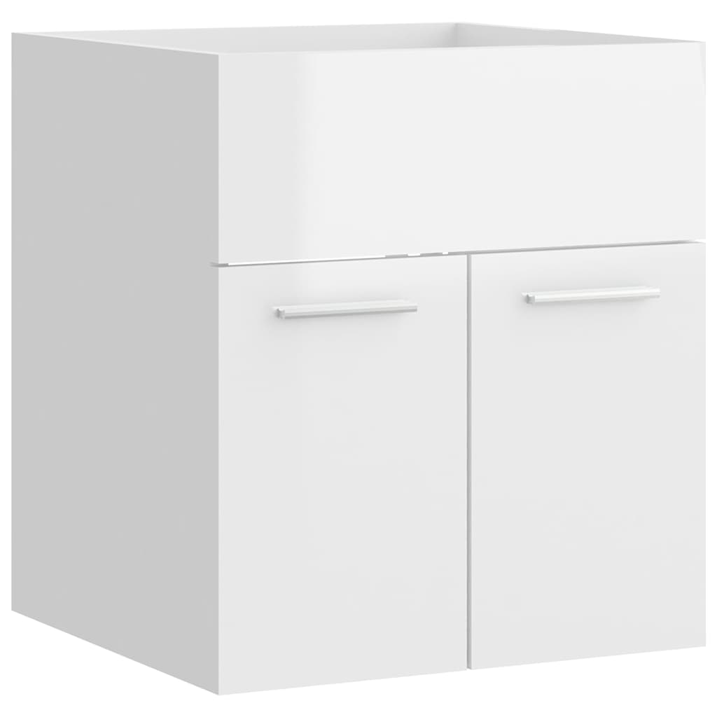 Bathroom Furniture Set High Gloss White Engineered Wood
