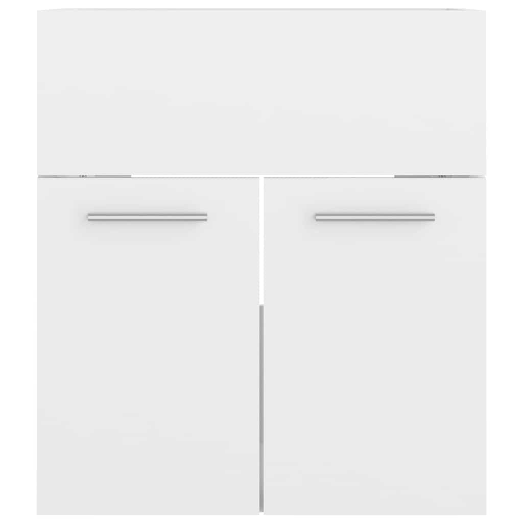 Bathroom Furniture Set High Gloss White Engineered Wood