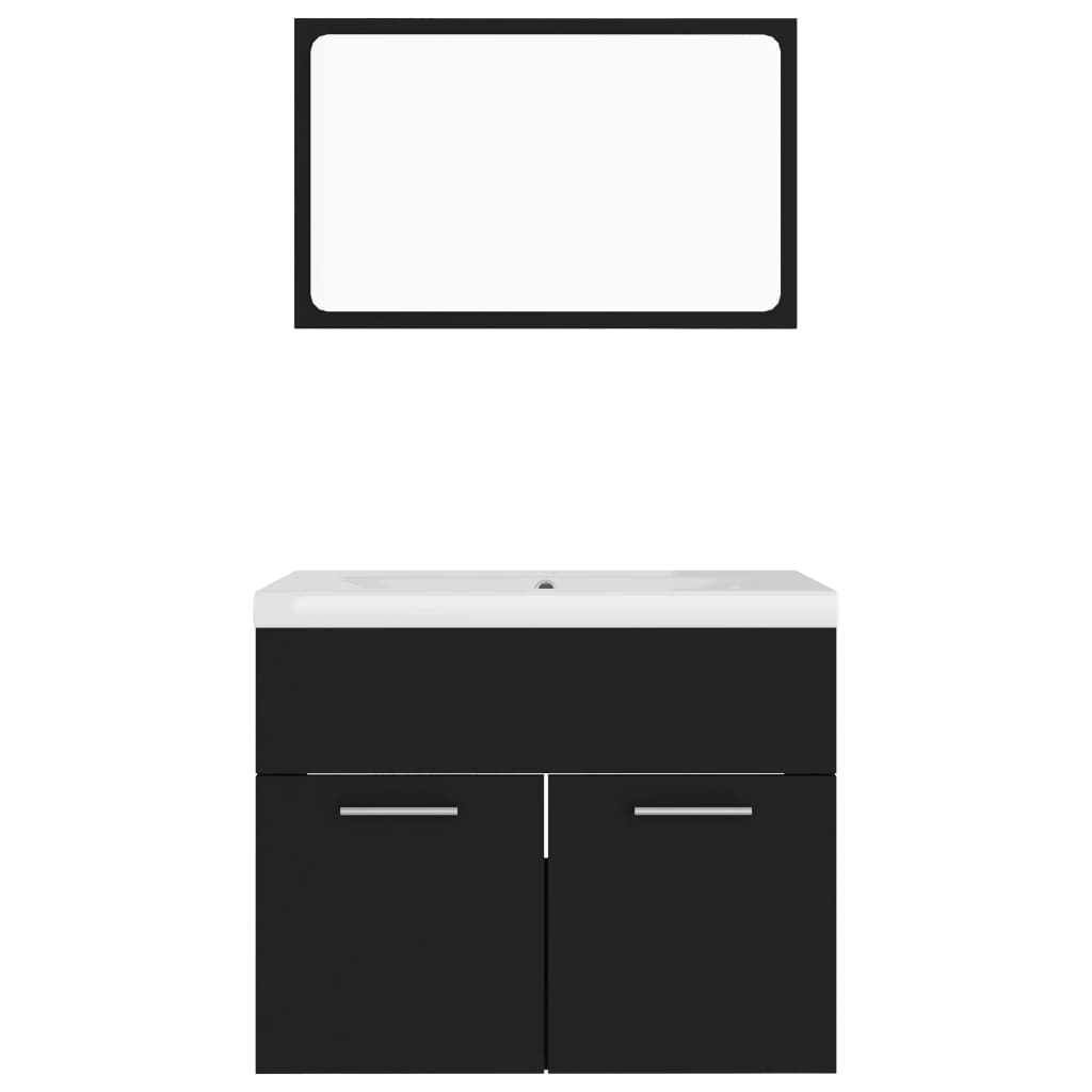 Bathroom Furniture Set | Black and White | Engineered Wood and Ceramic