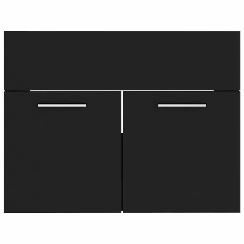 Bathroom Furniture Set Black Engineered Wood