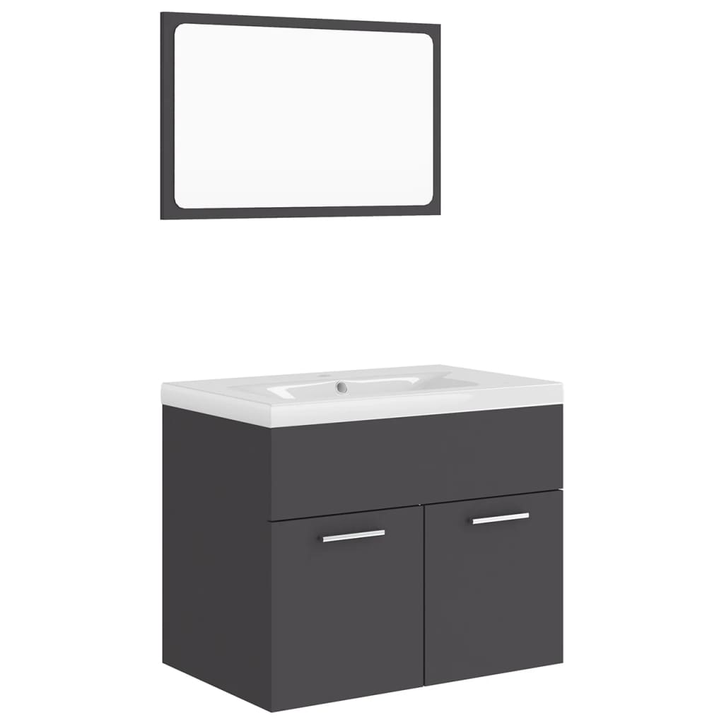 vidaXL Bathroom Furniture Set Grey Engineered Wood