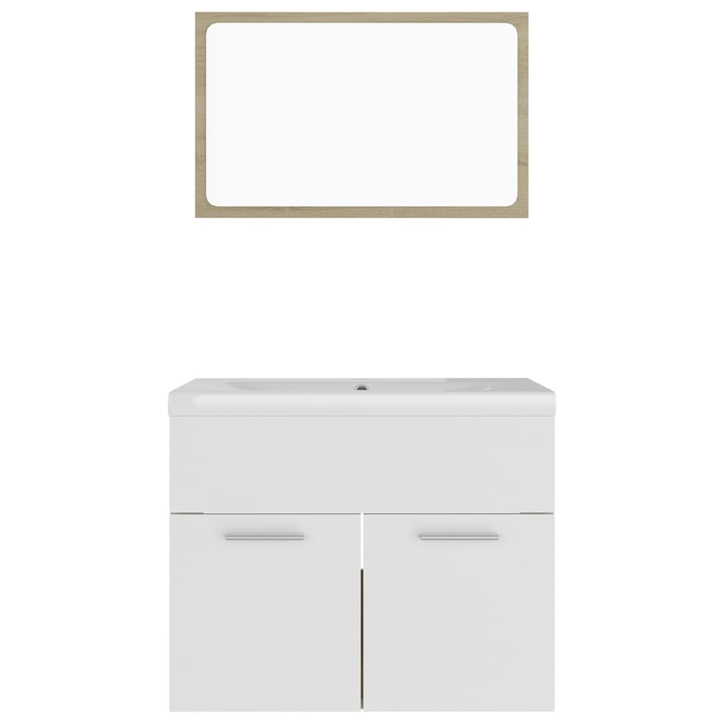 vidaXL Bathroom Furniture Set White and Sonoma Oak Engineered Wood