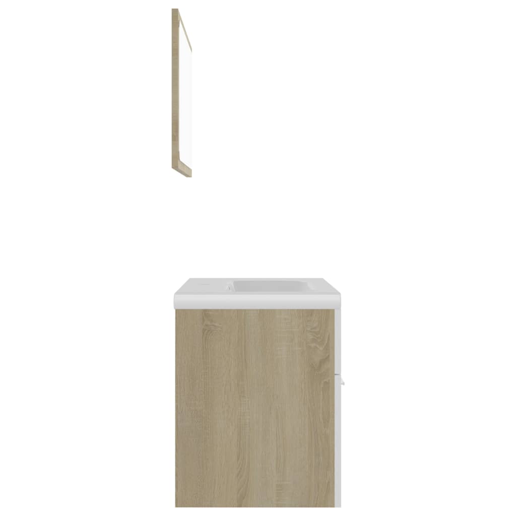 vidaXL Bathroom Furniture Set White and Sonoma Oak Engineered Wood