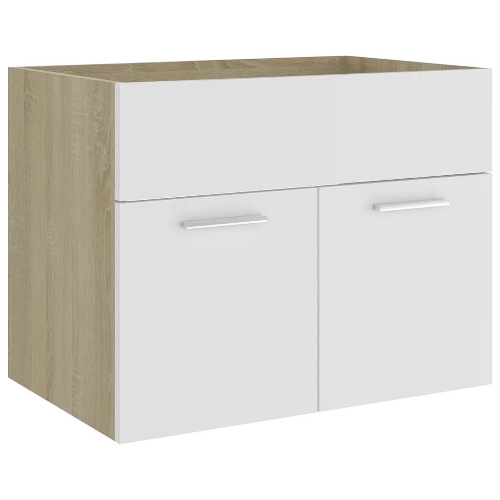 vidaXL Bathroom Furniture Set White and Sonoma Oak Engineered Wood