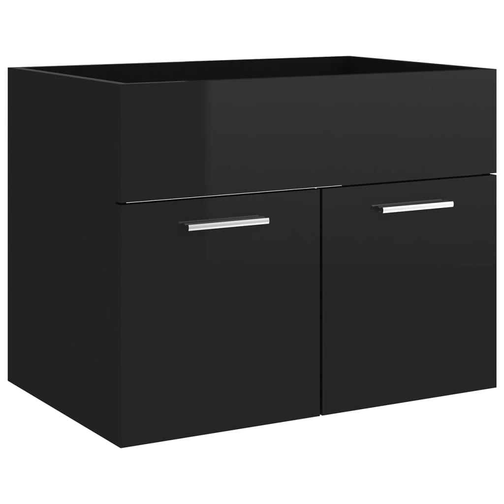 vidaXL Bathroom Furniture Set High Gloss Black Engineered Wood