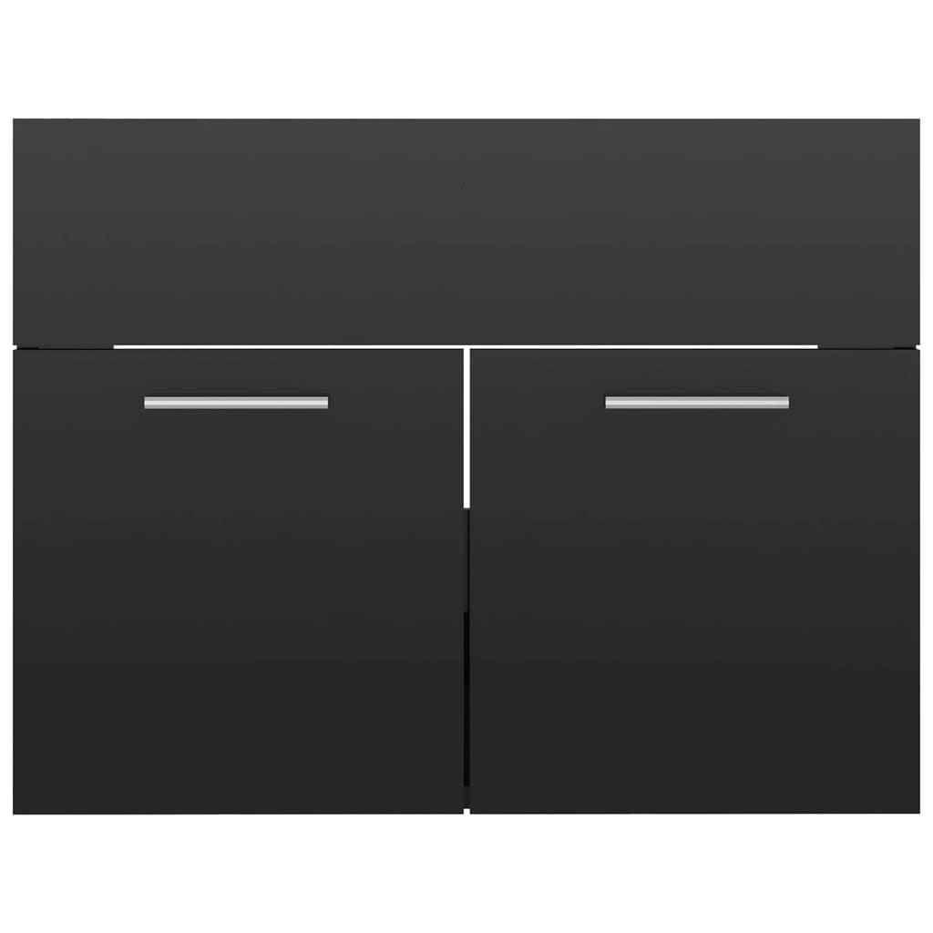 vidaXL Bathroom Furniture Set High Gloss Black Engineered Wood