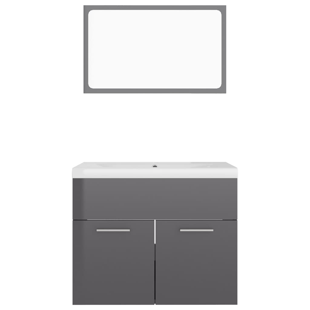 vidaXL Bathroom Furniture Set High Gloss Grey Engineered Wood