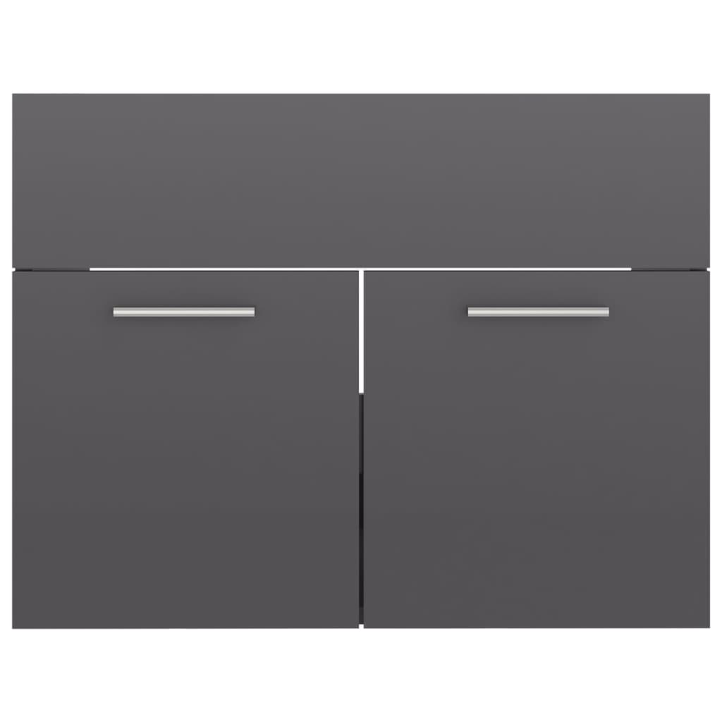 vidaXL Bathroom Furniture Set High Gloss Grey Engineered Wood