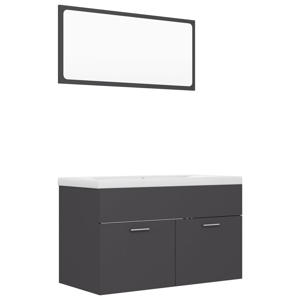 vidaXL Bathroom Furniture Set Grey Engineered Wood