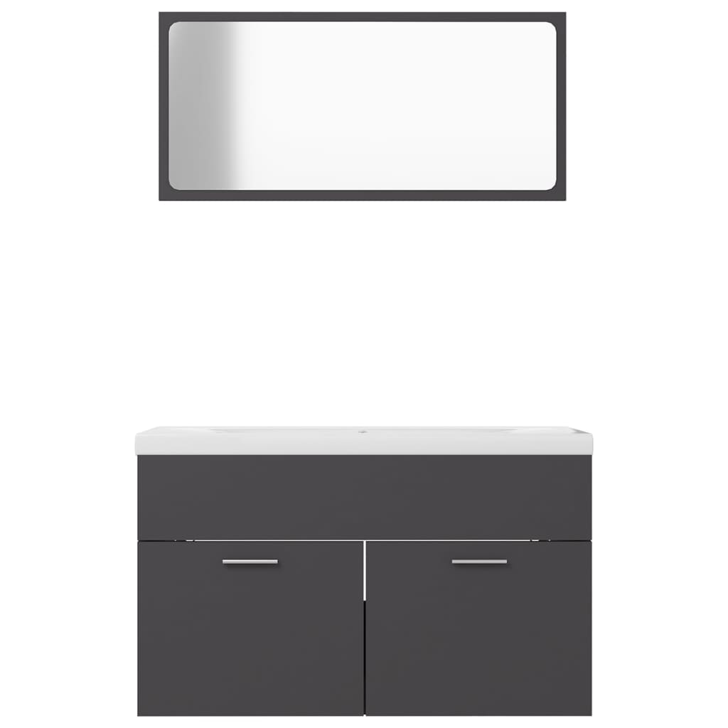 vidaXL Bathroom Furniture Set Grey Engineered Wood