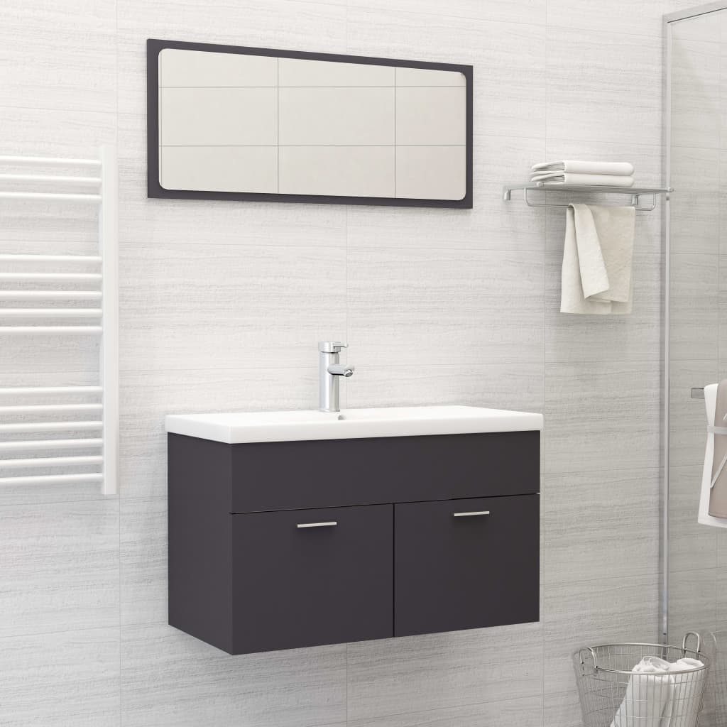 vidaXL Bathroom Furniture Set Grey Engineered Wood