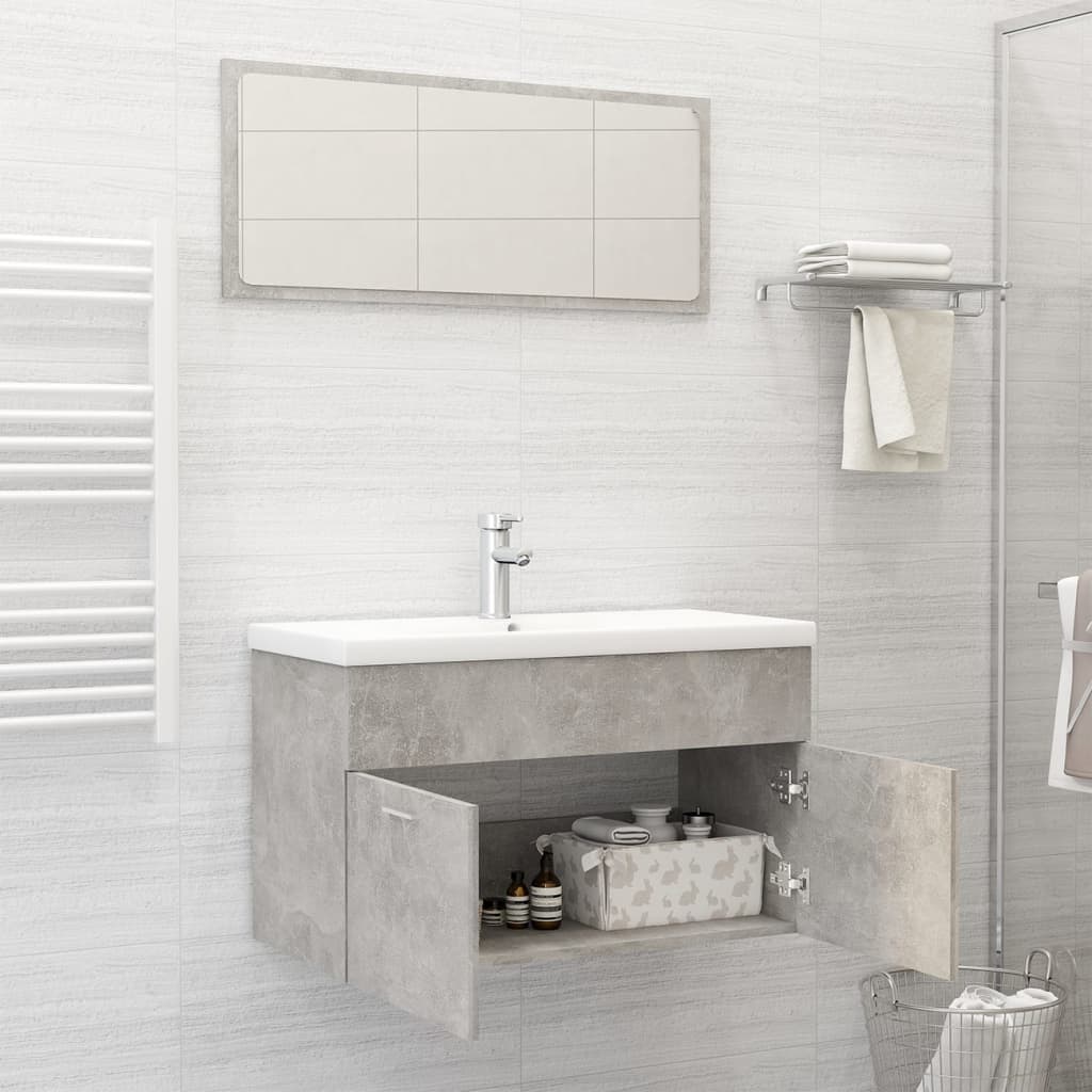 vidaXL Bathroom Furniture Set Concrete Grey Engineered Wood