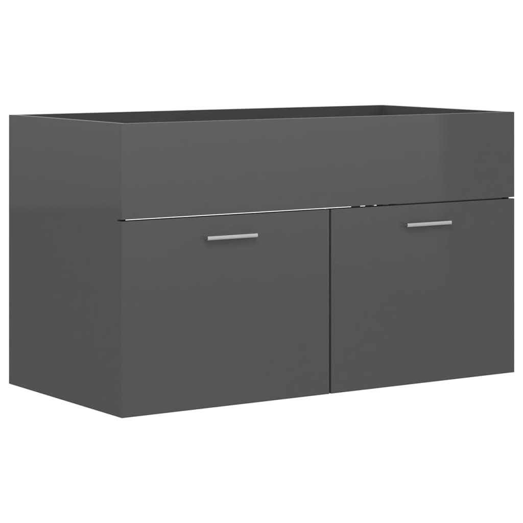 vidaXL Bathroom Furniture Set High Gloss Grey Engineered Wood