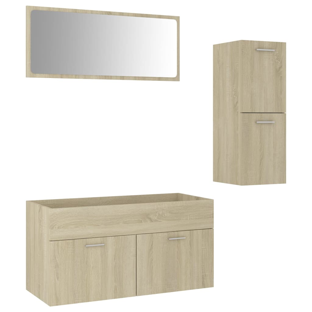 vidaXL Bathroom Furniture Set Sonoma Oak Engineered Wood