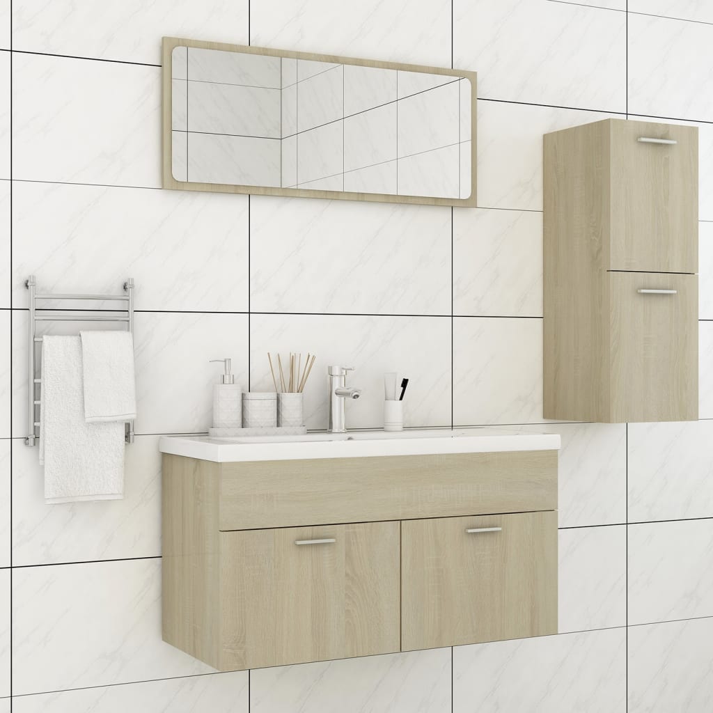 vidaXL Bathroom Furniture Set Sonoma Oak Engineered Wood